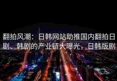 翻拍风潮：日韩网站助推国内翻拍日剧、韩剧的产业链大曝光，日韩版剧