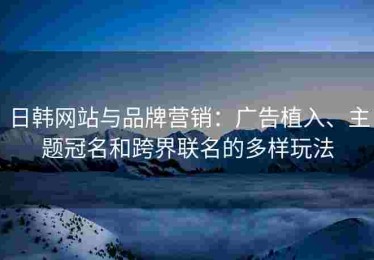 日韩网站与品牌营销：广告植入、主题冠名和跨界联名的多样玩法
