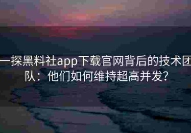 一探黑料社app下载官网背后的技术团队：他们如何维持超高并发？