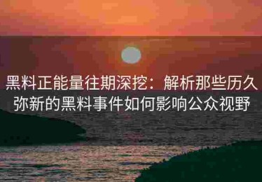 黑料正能量往期深挖：解析那些历久弥新的黑料事件如何影响公众视野