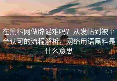 在黑料网做辟谣难吗？从发帖到被平台认可的流程解析，网络用语黑料是什么意思