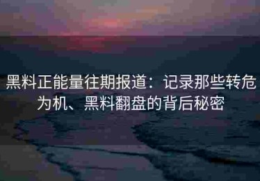 黑料正能量往期报道：记录那些转危为机、黑料翻盘的背后秘密