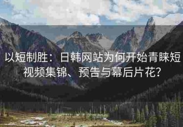 以短制胜：日韩网站为何开始青睐短视频集锦、预告与幕后片花？