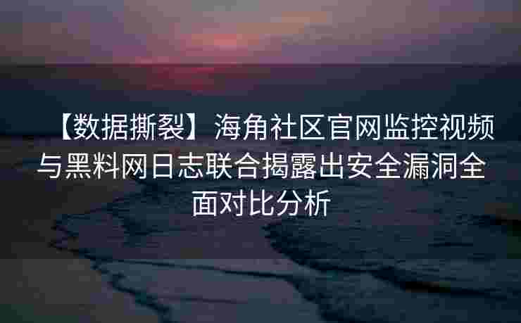 【数据撕裂】海角社区官网监控视频与黑料网日志联合揭露出安全漏洞全面对比分析